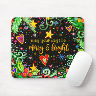 Inspirational Holiday Merry Bright Christmas Mouse Pad