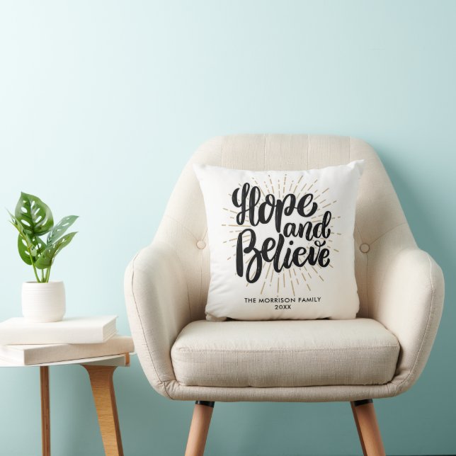 Inspirational Hope And Believe Quote Custom Photo Cushion (Chair)