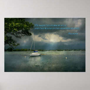Inspirational - Hope - Sailor - Psalm 107-29 Poster