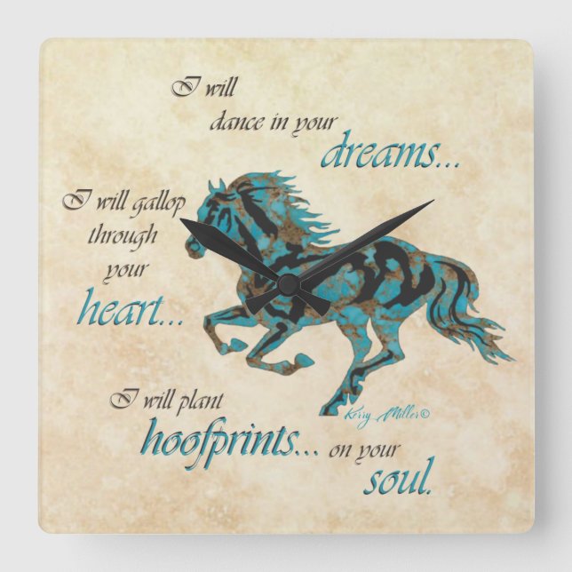 Inspirational Horse Square Wall Clock (Front)