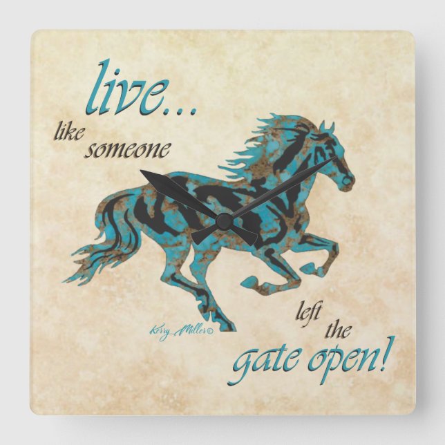 Inspirational Horse Square Wall Clock (Front)