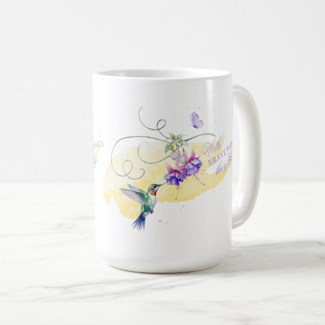 Inspirational Hummingbird and Butterfly Coffee Mug (Front Right)