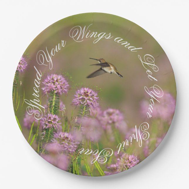 Inspirational Hummingbird Wings Paper Plate (Front)