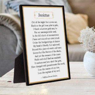 Inspirational Invictus Poem Tabletop Plaque