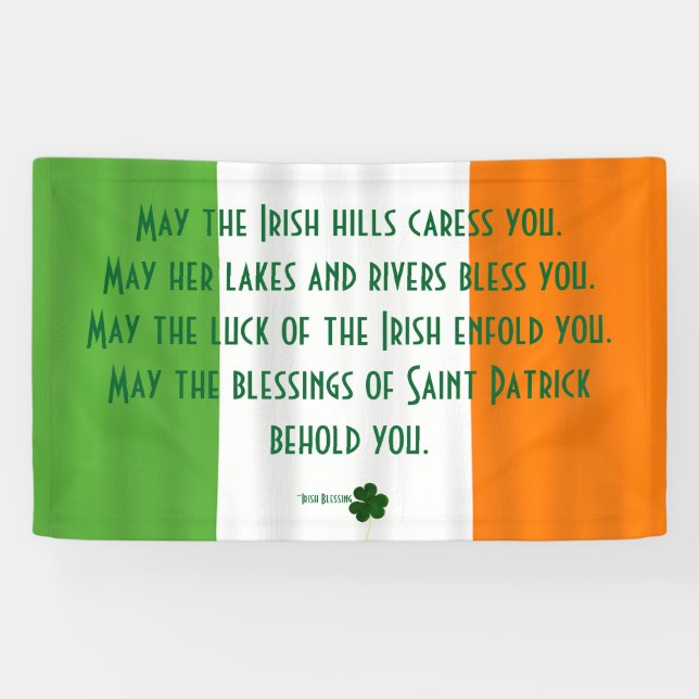 Inspirational Irish Blessing Flag Shamrock Patrick Banner (Horizontal)