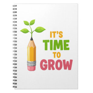 Inspirational "It's Time to Grow" Pencil Plant Notebook