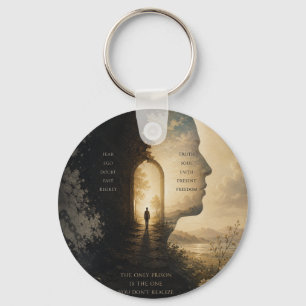 Inspirational Journey Hip Flask Faith Over Fear Key Ring