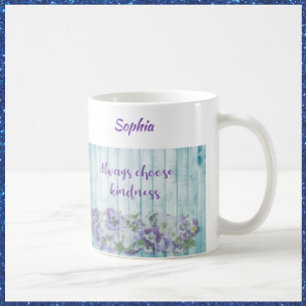 Inspirational Kindness Blue Floral Coffee Mug