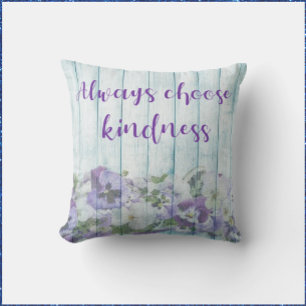 Inspirational Kindness Blue Floral Cushion