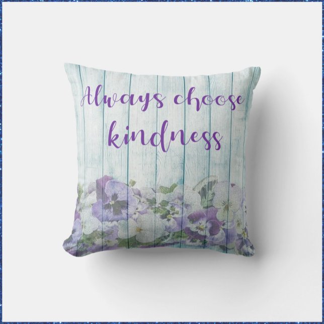 Inspirational Kindness Blue Floral Cushion (Creator Uploaded)