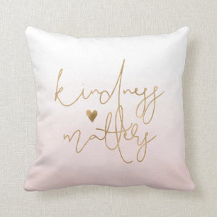 Inspirational Kindness Matters Gold Heart Cushion