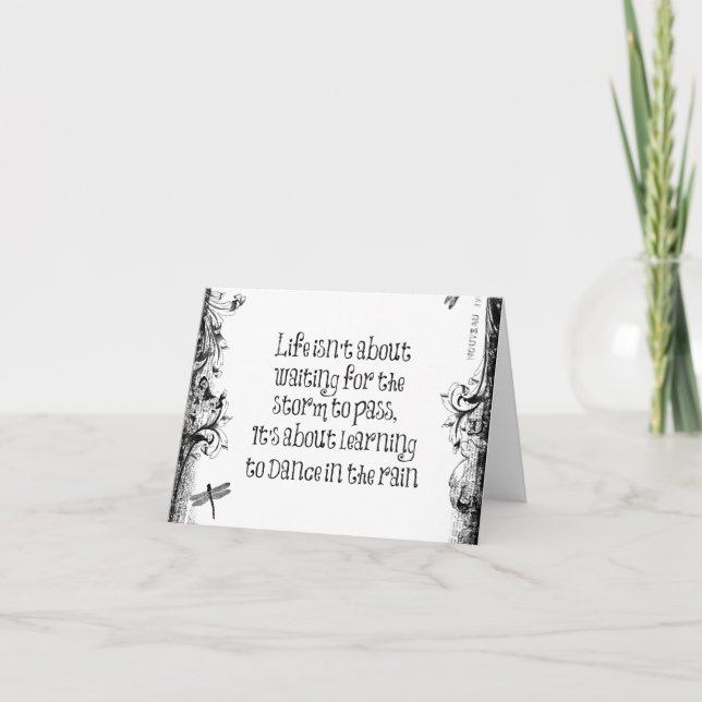 Inspirational Learning to dance in the Rain Quote Card (Front)