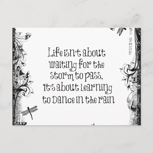 Inspirational Life Quote: Dancing in the Rain Postcard (Front)