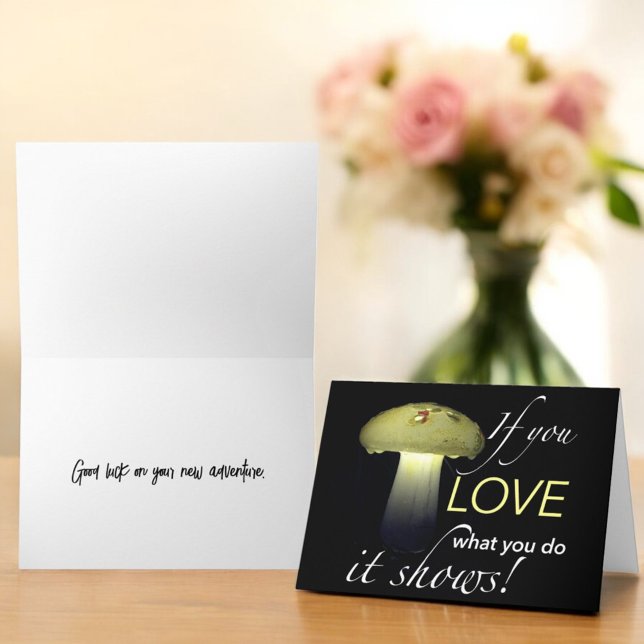 Inspirational Life Quote Typography Mushroom Card (Greeting card with inside greeting template)