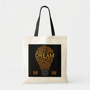Inspirational Light Bulb custom monogram tote bags