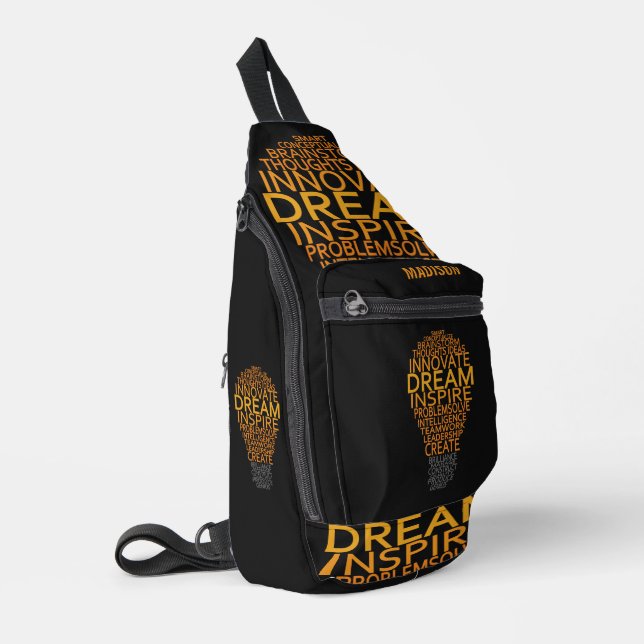 Inspirational Light Bulb custom name Sling Bag (Left Corner)