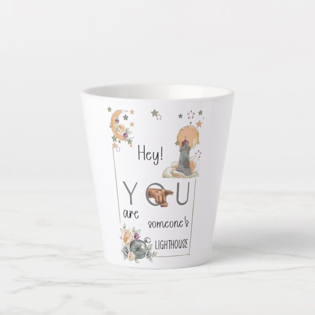 Inspirational Lighthouse Gift Positive Reminder Latte Mug (Front)