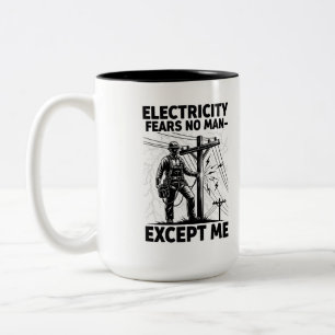 Inspirational Lineman Silhouette Quote Two-Tone Coffee Mug