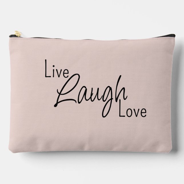 Inspirational LIVE LAUGH LOVE Quote Pink Cosmetic Accessory Pouch (Front)