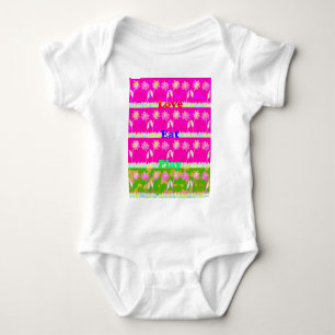 Inspirational Love Eat Play Flower Design Baby Bodysuit