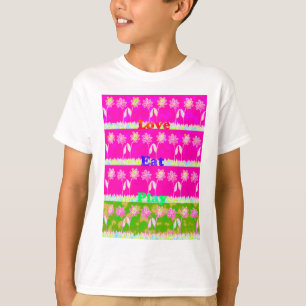 Inspirational Love Eat Play Flower Design T-Shirt