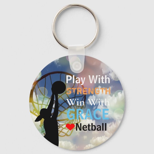 Inspirational Love Netball Player Quote Key Ring (Front)