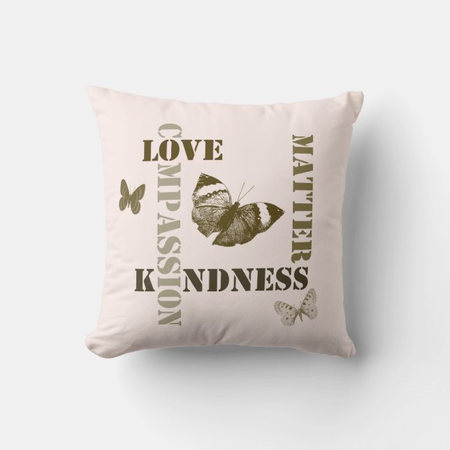 Inspirational Love Pink Brown Butterfly Cushion (Front)