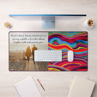 INSPIRATIONAL LOVE QUOTE WATERCOLOR FUNKY STRIPE DESK MAT