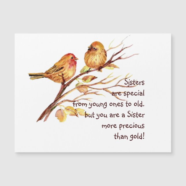 Inspirational Love Sister Saying with Cute Birds (Front)