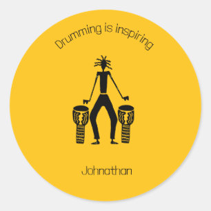 Inspirational, Magical Silhouette Drummer Classic Round Sticker