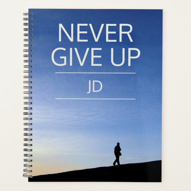 Inspirational Message Monogram Never Give Up  Planner (Front)