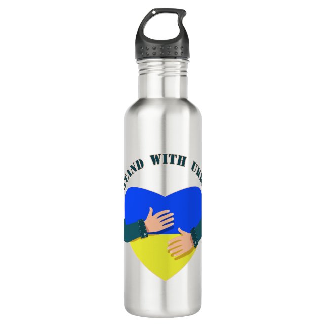 Inspirational message We stand with Ukraine  710 Ml Water Bottle (Front)