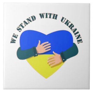 Inspirational message We stand with Ukraine  Ceramic Tile