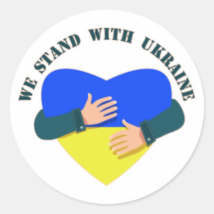 Inspirational message We stand with Ukraine Classic Round Sticker