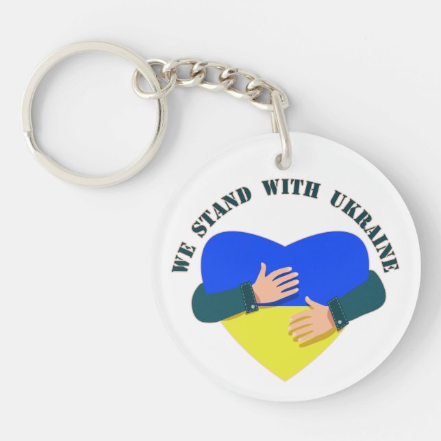 Inspirational message We stand with Ukraine  Key Ring (Front)