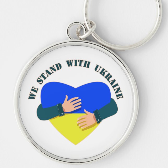 Inspirational message We stand with Ukraine  Key Ring (Front)