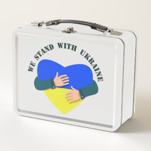 Inspirational message We stand with Ukraine Metal Lunch Box