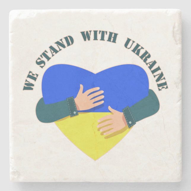 Inspirational message We stand with Ukraine  Stone Coaster (Front)
