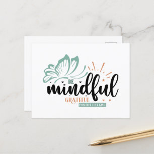 Inspirational mindful grateful positive kind word postcard