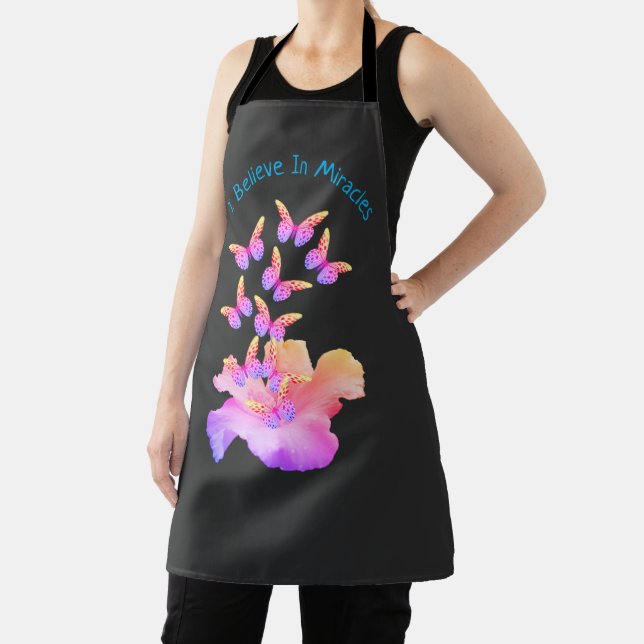 Inspirational Miracles Hibiscus And Butterflies   Apron (Insitu)