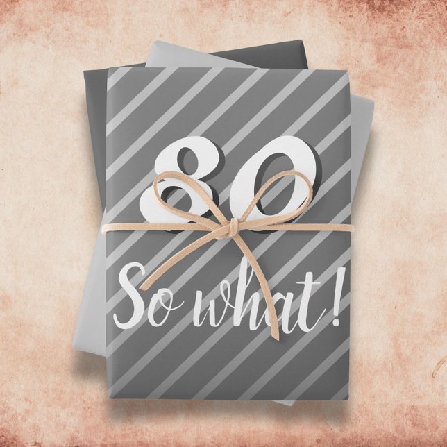 Inspirational Modern Elegant Grey 80th Birthday Wrapping Paper Sheet (Creator Uploaded)