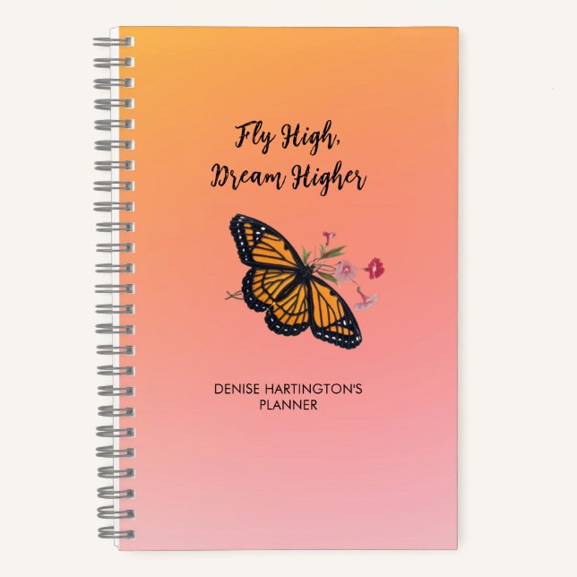 Inspirational Monarch Butterfly Colourful Orange  Notebook (Front)