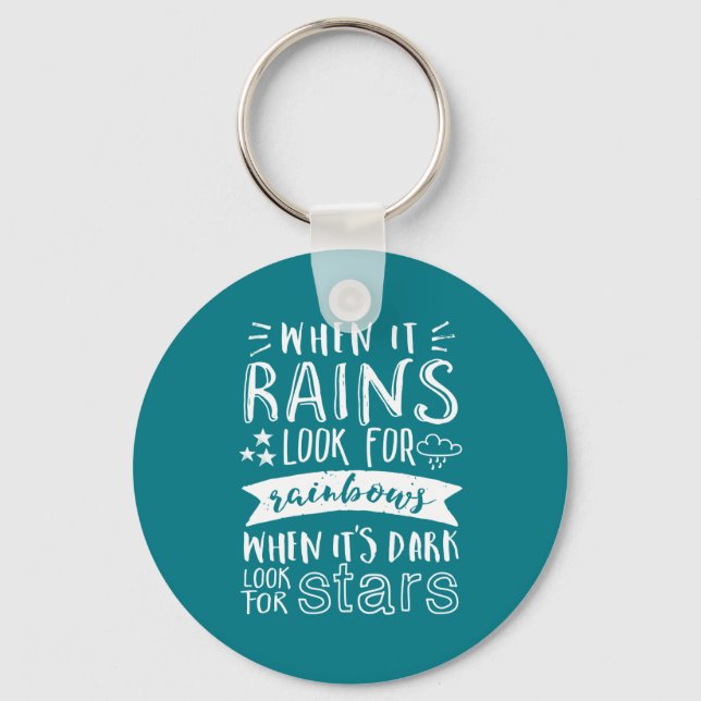 Inspirational Motivation Quote Think Positive Key Ring (Front)