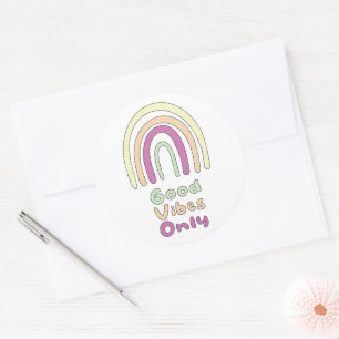 Inspirational & motivational colourful boho rainbo classic round sticker