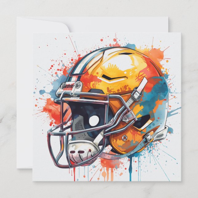 Inspirational Motivational Football Helmet  Holiday Card (Front)