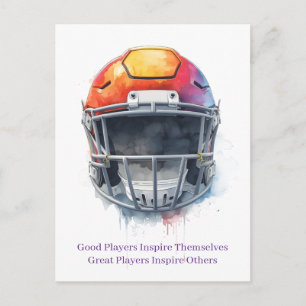 Inspirational Motivational Football Helmet Holiday Postcard