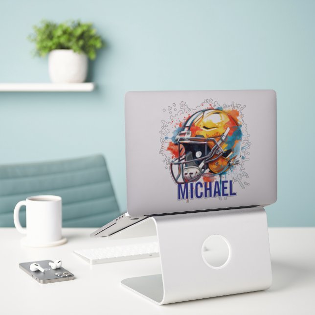 Inspirational Motivational Football Helmet Name (Laptop On Desk)
