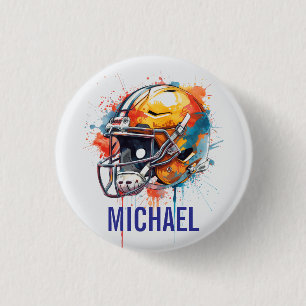 Inspirational Motivational Football Helmet Name 3 Cm Round Badge