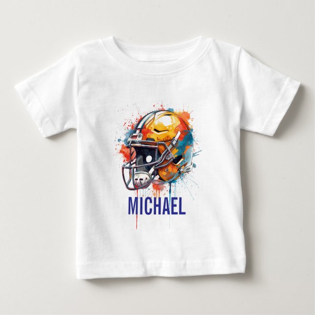 Inspirational Motivational Football Helmet Name Baby T-Shirt (Front)