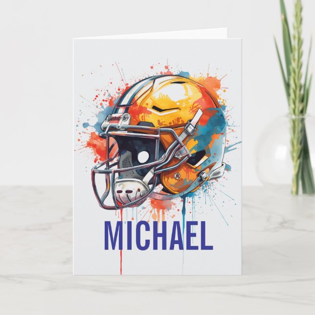 Inspirational Motivational Football Helmet Name Card (Front)